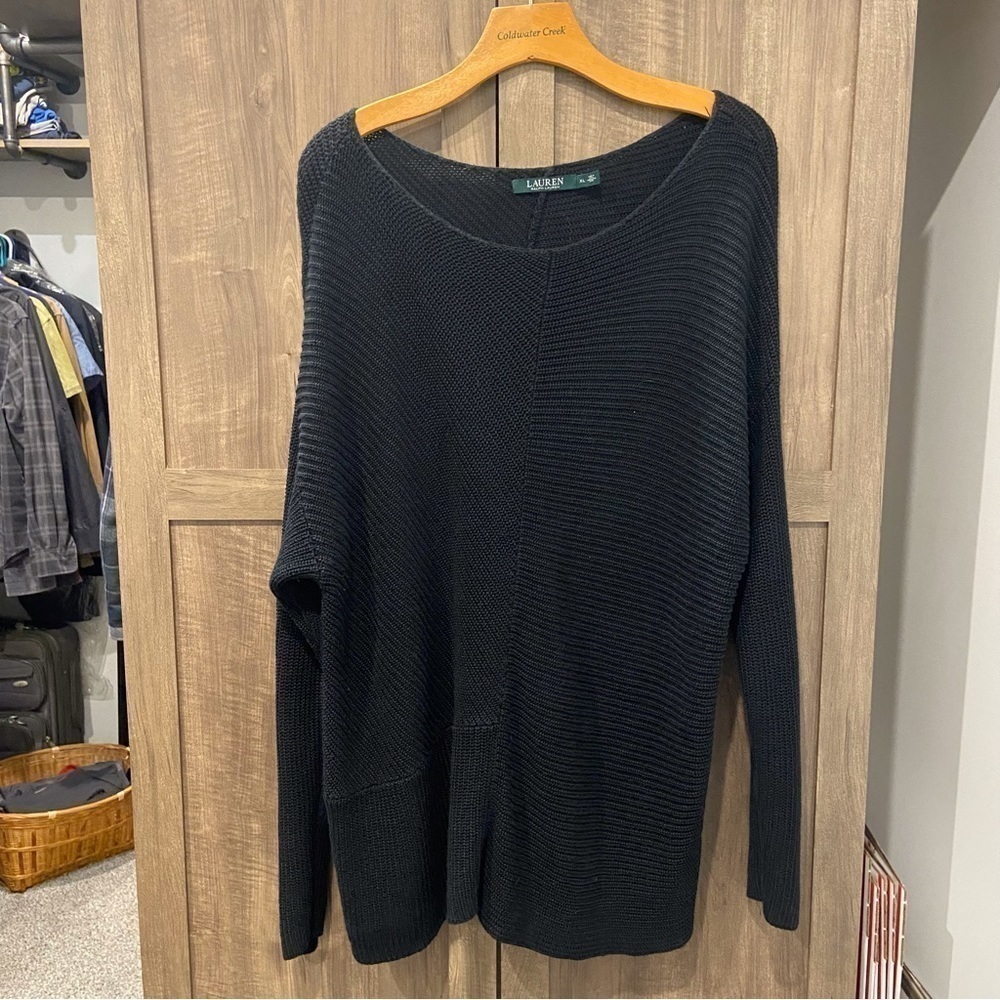 Lauren Ralph Lauren Knit Boat Neck Sweater‎ Black XL